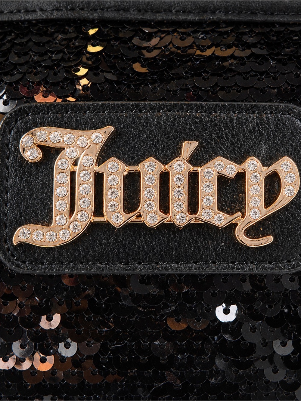 Juicy Couture Black Sequin Mini Barrel Bag Y2K Gold Hardware Crossbody Glam - Picture 6 of 8